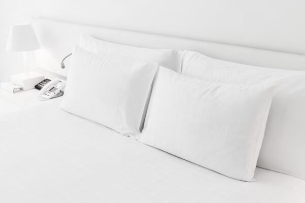 TC-250 100% Cotton 2 Pack Feather Pillows. White Duck Feather Fill. Down proof.