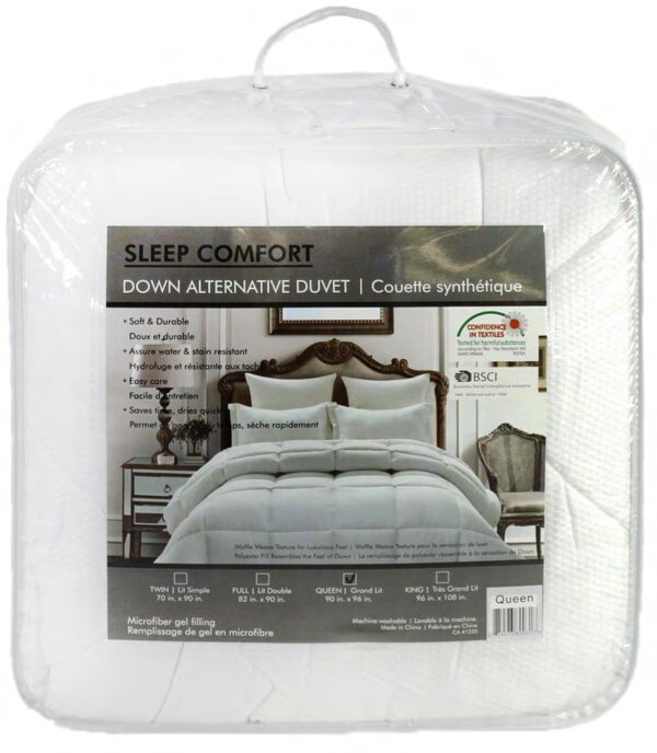 Seer Sucker Duvet. 100% Gel Microfiber 3D Fill (Down Alternative). Self Piped. Down Proof Covering. - Image 2