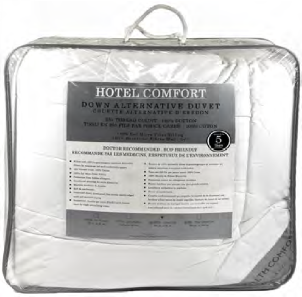 TC-250 Hotel Comfort Duvet. 100% Cotton. 100% Gel Microfiber 3D Fill. Down Alternative. Self Piped. Down Proof Covering. - Image 2
