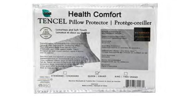 Tencel Pillow Protector. 45% Tencel, 55% Polyester. Hydrophobic Weave. Easy Care, Allergy Free, Dust Mite Protection, Stain Resistant and Waterproof.