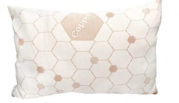 Copper Infused Pillow. Hypo-Allergenic. Machine Washable and Antimicrobial Protection. Helps Reduce Odor and Improves Hygiene. Maintains Cool and Naturally Draws Away Moisture. Made in Canada.